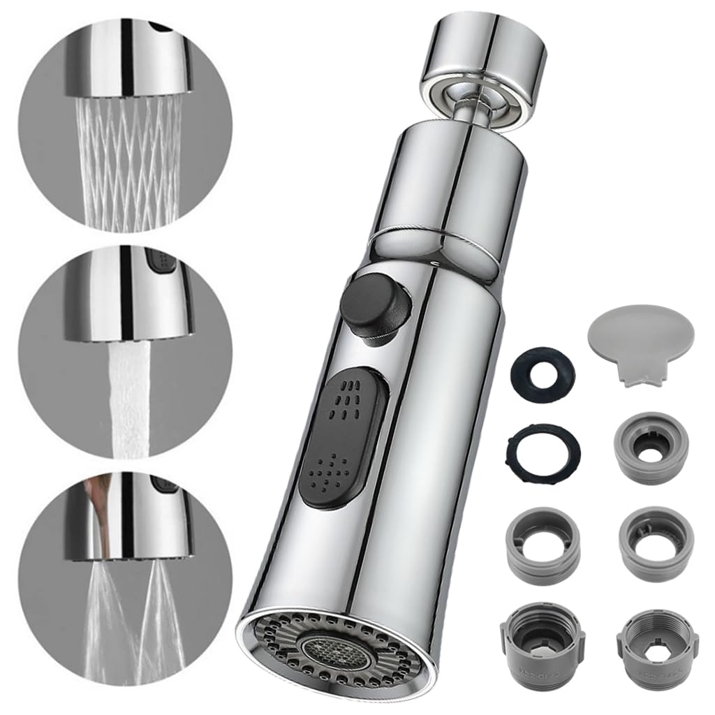 HASTHIP 360° Swivel Tap Extender for Kitchen Sink, Kitchen Tap Extension with 3 Flow Modes Tap Faucet, Kitchen Sink Tap Wash Basin Taps Water Saving Splash Proof Faucet Replacement Faucet Tap Adapter HASTHIP 360° Swivel Tap Extender for Kitchen Sink, Kitchen Tap Extension with 3 Flow Modes Tap Faucet, Kitchen Sink Tap Wash Basin Taps Water Saving Splash Proof Faucet Replacement Faucet Tap Adapter